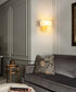 Set of 2 Modern Brushed Brass Gold with White Fabric Shade Wall Sconces for Bedroom